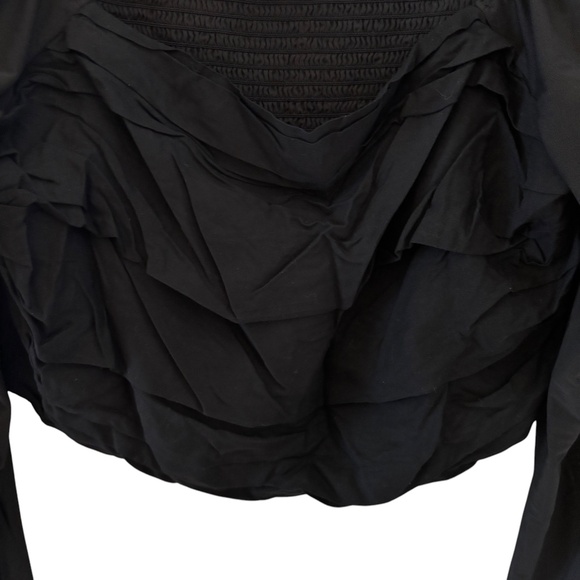 American Eagle Black Ruched Mesh Long Sleeve Top XL - Picture 5 of 9